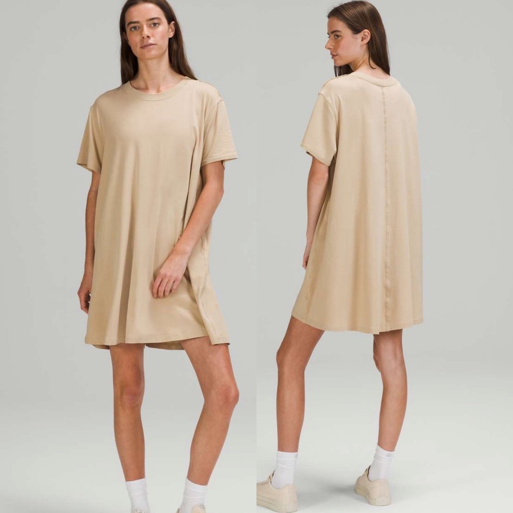 Lululemon All Yours Tee Dress Trench Minimal Tan Womens Size 6 Style LW1CQ9S‎